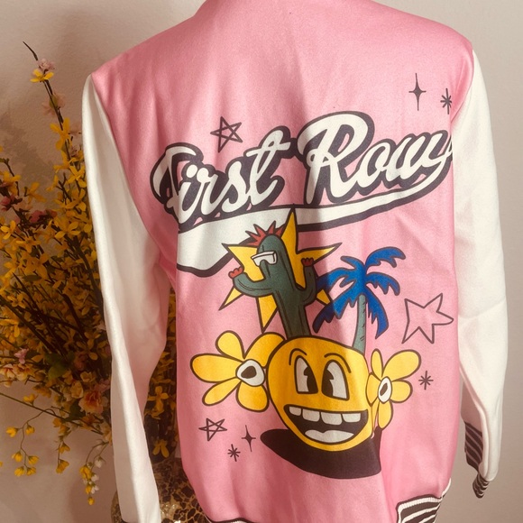 Pink and White Female Varsity Jacket - Picture 3 of 6